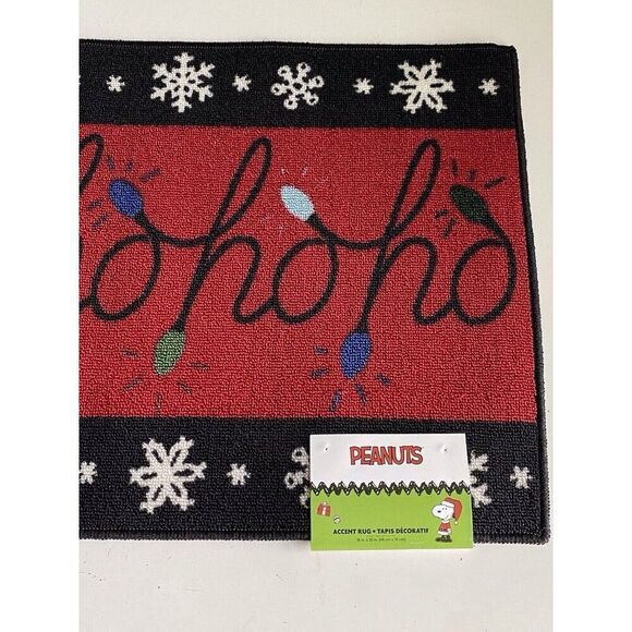 Peanuts Snoopy Christmas 18 x 30" Accent Rug Door Mat Holiday HO HO HO NEW - Picture 4 of 10